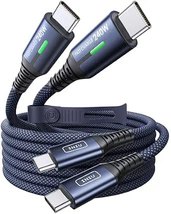 INIU 240W USB C to USB C Cable, [6.6ft+6.6ft] Fast Charging Type C, Blue