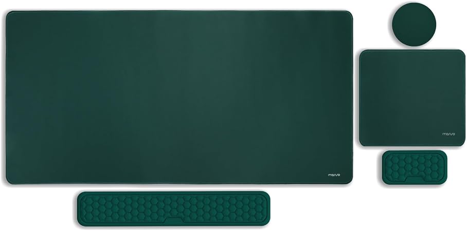 MOSISO Large Gaming Mouse Pad&Massage Keyboard Wrist Rest, Peacock Green