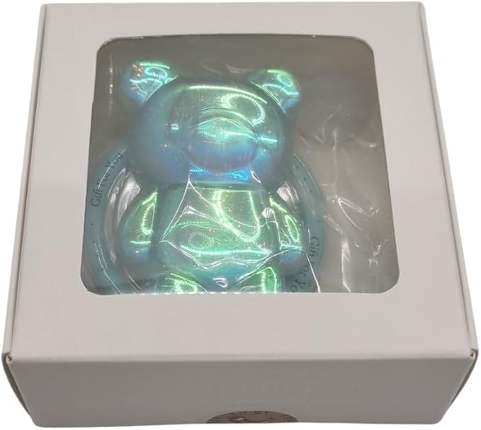 Cute Kawaii 3D Bear Phone Grip Stand, Iridescent Holographic Resin Cell Phone Holder & Kickstand, Compatible with iPhone, Samsung Galaxy, Android (Aqua Blue)