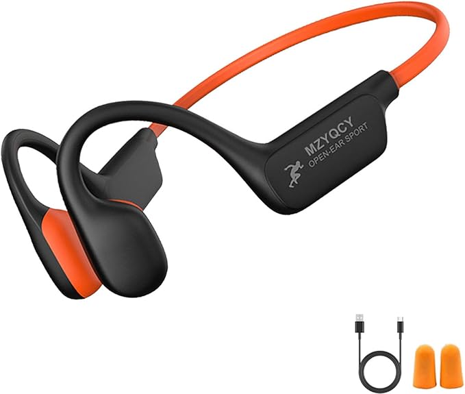 Bone Conduction Headphones,Open Ear Wireless Bluetooth 5.4 Headphones with Mic，IPX6 Waterproof Sport Bluetooth Headset，15H Playback， for Running，Cycling，Walking,Outdoor (Orange)
