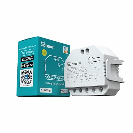 SONOFF DUALR3 Lite Smart Switch Moudle,WiFi Smart Curtain Switch,Dual Relay DIY Curtain, Blinds, Roller Shutter,Two Way Smart Switch,Compatible with Alexa&Google Assistant(1 Pack)