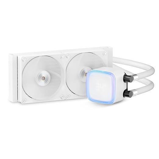 Iota L24 CPU Liquid Cooler with Digital Display,240MM AIO Water CPU Cooler with Efficient Cooling Pump,ARGB Lighting Control,120MM PWM Fans Up to 2000 RPM,Suitable for AMD & Intel LGA (White)