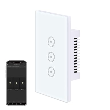 Jinvoo 3 Gang Smart WiFi Glass Panel Light Switch No Neutral Wire Required