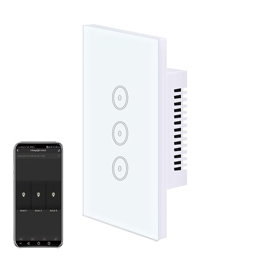 Jinvoo 3 Gang Smart WiFi Glass Panel Light Switch No Neutral Wire Required