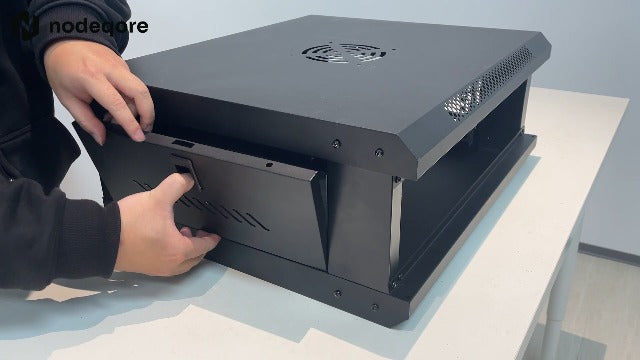 Server Rack Enclosure with Glass Door Black, Locks, & Removable Side Panels - Wall Mount IT Network Cabinet 19 Inch Rack 17.7 Inches Deep, 4U