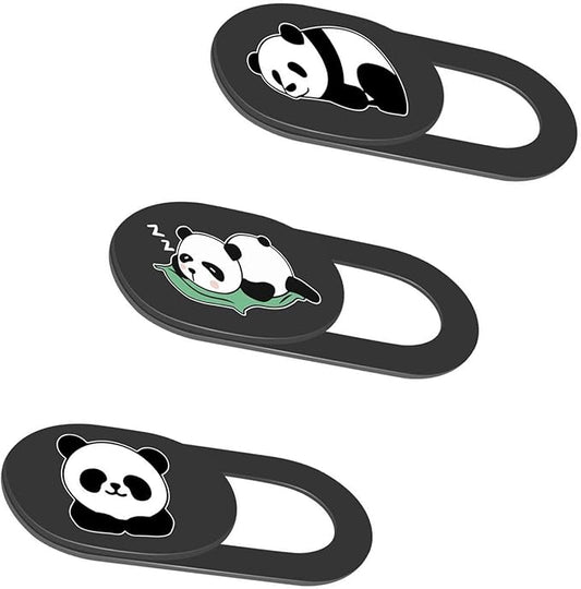 3PCS Phone Camera Cover, 0.02 Inch Laptop Webcam Cover Slide Cover, Webcam Privacy Cover, Keep Your Privacy Safe (Panda Three Patterns - Black)