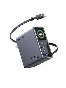 UGREEN Nexode Pro 160W GaN Charger with Retractable Cable, 4-Port