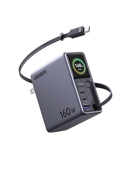 UGREEN Nexode Pro 160W GaN Charger with Retractable Cable, 4-Port