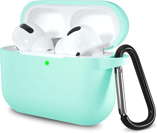Lerobo Compatible with Airpods Pro 2 case,Full Protective Shockproof Washable Silicone Cover for Airpods Pro Case Supports Wireless Charging with Carabiner Front LED Visible,Mint Green