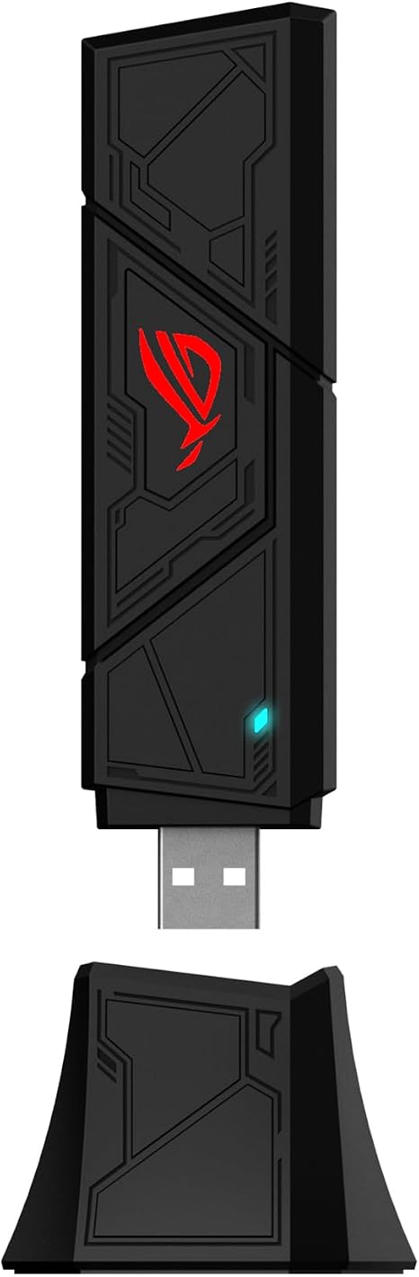 ASUS ROG USB-BE92 Tri-Band BE6500 WiFi 7 USB Adapter, 6GHz Band, Support 4096-QAM, Multi-Link Operation (MLO), Compatible with Type A and C, WPA3 Network Security