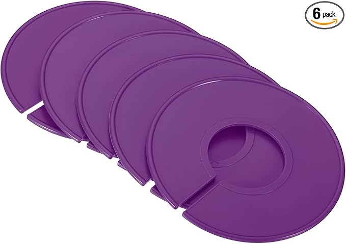 PATIKIL Clothes Dividers, 6 Pack Closet Clothing Rack Size Dividers Blank Labels Sorting Round Separator for Closet, Purple