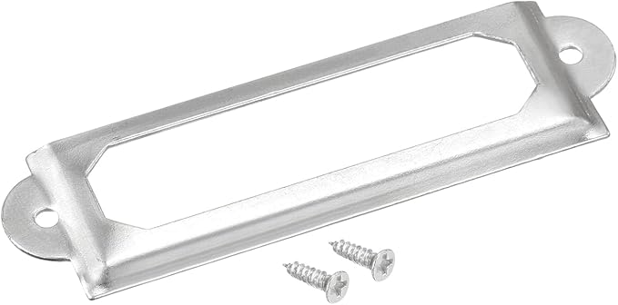 uxcell Metal Label Holders, 60x17mm 60pcs File Name Card Tag Label Holder Frame for Office Library Drawer Cabinet Shelves, Silver Tone