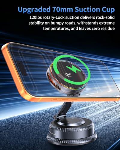 25W MagSafe Car Mount Charger, Qi2.2 Fast Charging Magnetic Phone Holder - Image 4