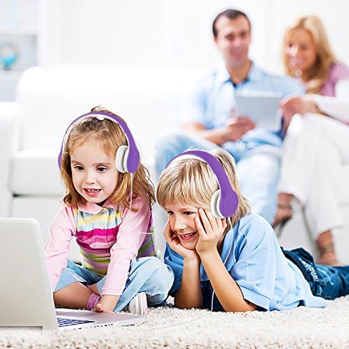 Kids Headphones with Cord, Toddler Headphones with Sharing Function, 85dB/93dB Safe Volume Limit, for Toddler Children Baby Boys Girls On-line Study, School, Travel use (Purple)