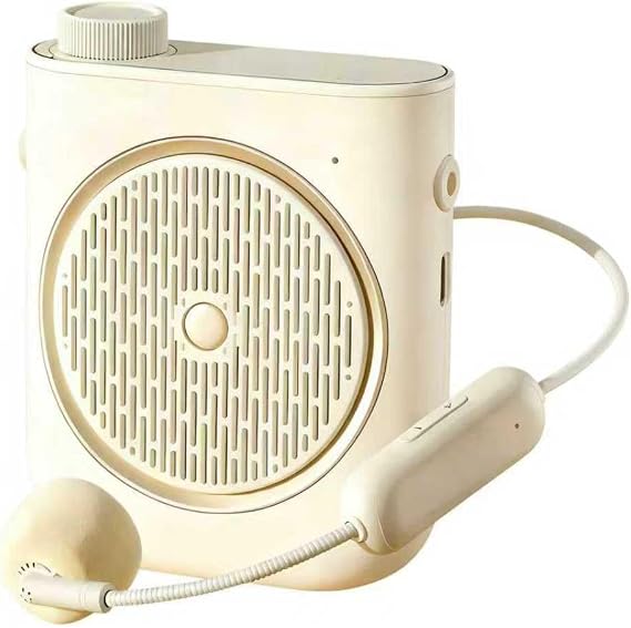 Portable Voice Amplifier,Voice Amplifier with Wireless Microphone Headset, Voice Amplifier Wireless Microphone for Teachers, Classroom, Speech, Tour Guide (White)