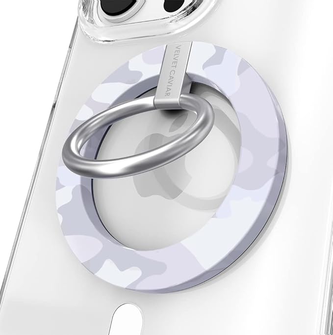 VELVET CAVIAR Compatible with MagSafe Phone Grip - Magnetic Ring Holder with Adjustable Stand - Removable MagSafe Accessories for iPhone 16, 15, 14, 13, 12 (White Camo)