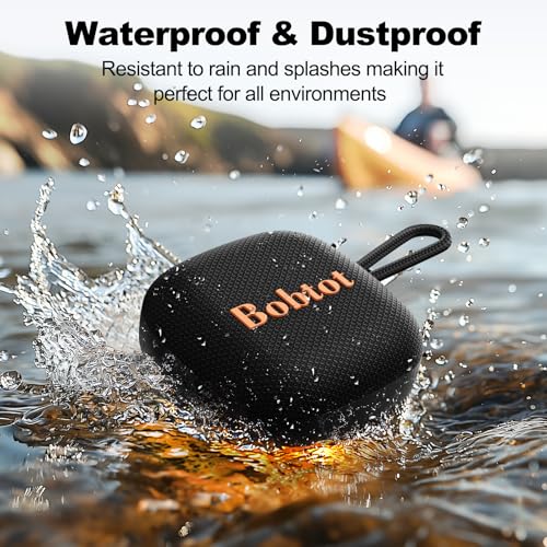 Bobtot Portable Bluetooth Speaker, IPX7, TWS Pairing, Black