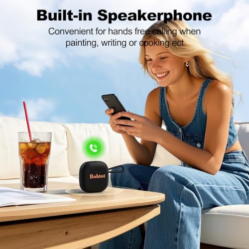 Bobtot Portable Bluetooth Speaker, IPX7 Waterproof, TWS Pairing, Black