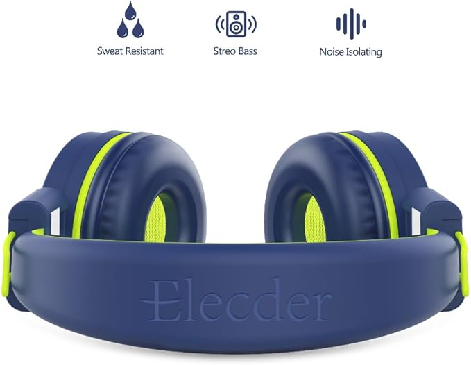 ELECDER i37 Kids Headphones Children Girls Boys Teens Foldable Adjustable On Ear Headphones 3.5mm Jack Compatible Cellphones Computer MP3/4 Kindle School Tablet Navy