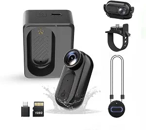 Mini Body Camera Action Cam with Auido & Video Recording -128G IPX7 Waterproof Thumb Size Hands Free Body Worn Cameras - Wearable Portable Camcorder for Work Travel Pet Walk Vlog(Black)