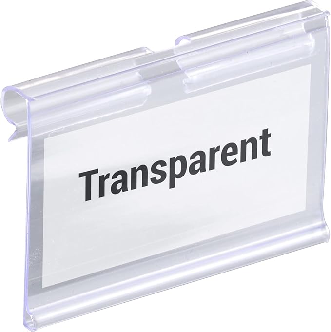 50 Pack Plastic Label Holders Clear Wire Shelf Label Holder Retail Price Card Clip On Merchandise Sign Display Tag Clips for Retail Shop Pantry Store Supermarket Wire Shelf Storage Basket Bin 6x4.2cm