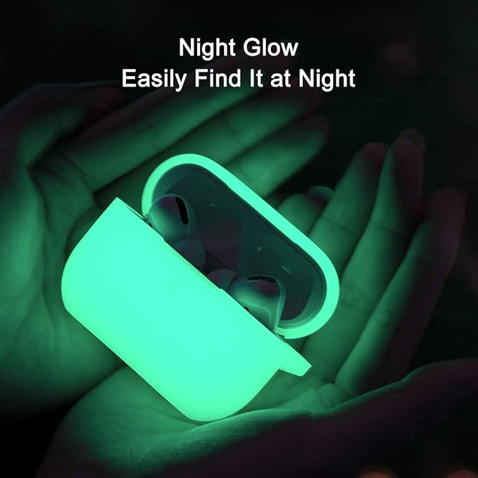 Lerobo Silicone Case Cover for AirPods Pro 2, Pretty Nightglow Shockproof Protective Case for Airpods Pro Charging Case with Keychain,Front LED Visibl,Nightglow Green