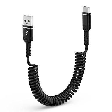 Samsung A15 Charger Cable 3FT for Car, Short Android Auto Coiled USB A to C