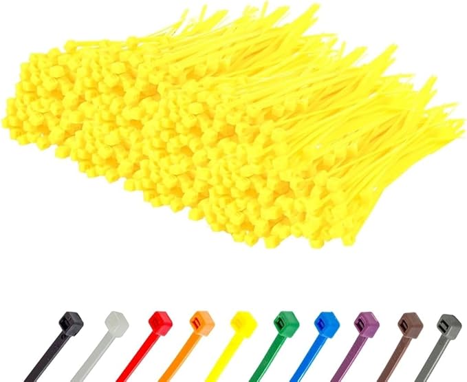 GTSE 4 Inch Yellow Zip Ties, 1,000 Bulk Pack, 18lb Strength, UV Resistant Small Nylon Cable Ties, Self-Locking 4" Tie Wraps