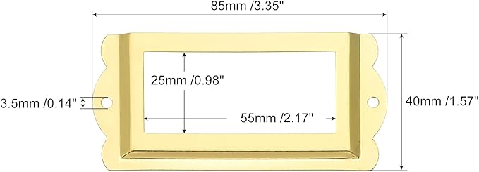 uxcell Metal Label Holders, 85x40mm 10pcs File Name Card Tag Label Holder Frame for Office Library Drawer Cabinet Shelves, Gold Tone
