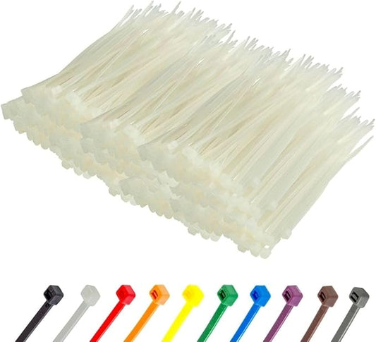 GTSE 6 Inch White/Clear Zip Ties, 1,000 Bulk Pack, 40lb Strength, UV Resistant Strong Nylon Cable Ties, Self-Locking 6" Tie Wraps