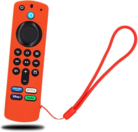 Firestick Remote Cover Case Compatible with 3rd Gen Fire TV Stick 2021 4K Alexa Voice Remote Control Non Slip Silicone Protective Shock Resistant Sleeve with Lanyard 1 Pack Red