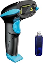 NADAMOO Wireless Barcode Scanner 328 Feet Transmission Distance USB Cordless 1D Laser Automatic Barcode Reader Handhold Bar Code Scanner with USB Receiver for Store, Supermarket, Warehouse - Blue - Image 1