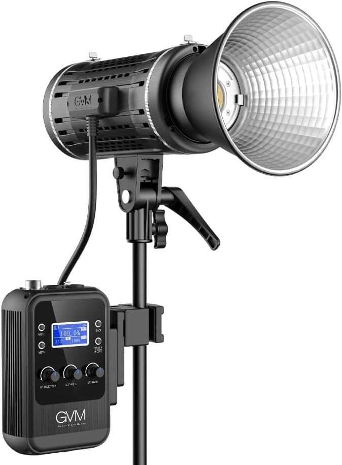 GVM 100W LED Video Light, RGB+Bi-Color Double Sided Photography Light, 77600 Lux/0.5m COB Light CRI97+ 2700K-7500K, 12 Lighting Effects, App Control, Photography Studio Light for Video Shooting