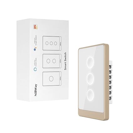 Smart Wall Light Switch, 2.4GHz 3 Gang WiFi Touch Switches, Neutral Wire Required, 3 Way Muti Remote Control Smart Life/Tuya App, Compatible with Alexa, Google Home, White, 2026