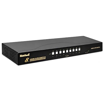 JideTech 8 Port HDMI USB KVM Switch 4K@30Hz Rackmount, Control 8 PCs with One Monitor Keyboard and Mouse, USB 2.0 Hub, Hotkey Switching, Plug and Play for Windows, Mac, Linux, Server Room