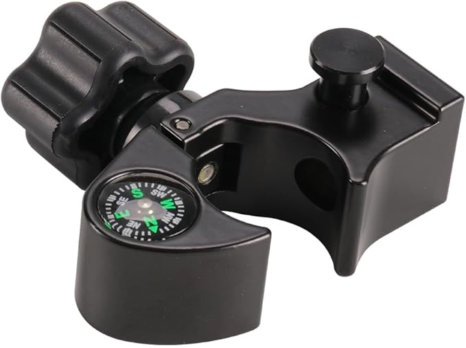 Aluminum Data Collector Holder – Quick Release Clamps Open Clamp Bracket with Compass, GNSS Accessory Pole Clamp for 32mm/1.25" Poles, T-Style Claw Type Holder for GPS Surveying Equipment