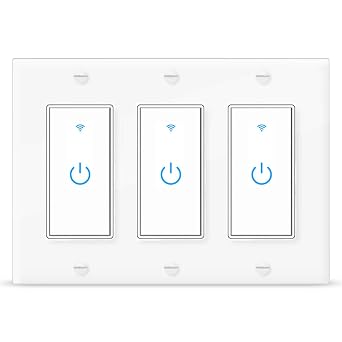 WiF Smart Light Switch 3 Gang Compatible with Alexa and Google Home Neutral Wire Required, APP Control and Timer Schedule, UL Certified,Single Pole