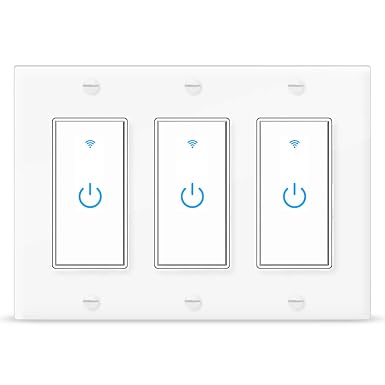 WiF Smart Light Switch 3 Gang Compatible with Alexa and Google Home Neutral Wire Required, APP Control and Timer Schedule, UL Certified,Single Pole