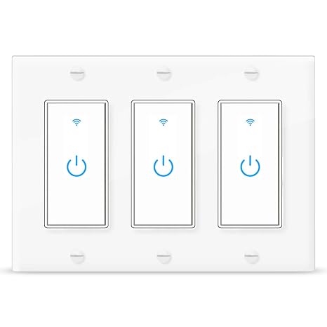 WiF Smart Light Switch 3 Gang Compatible with Alexa and Google Home Neutral Wire Required, APP Control and Timer Schedule, UL Certified,Single Pole