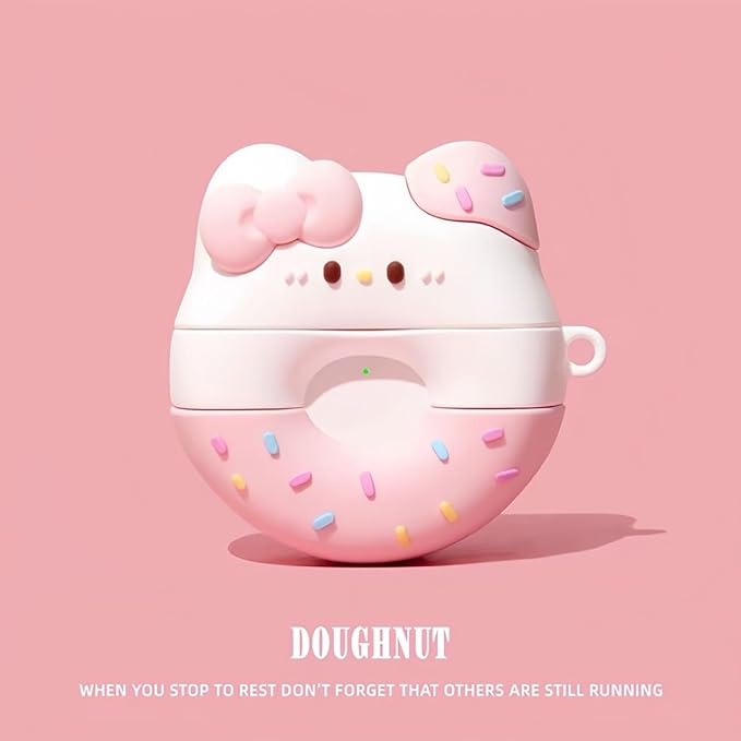 Compatible with Airpods Pro 2nd Generation Case 2022, Cute AirPods Pro 2 Case Cartoon, Kawaii Soft Silicone Protective Cover for Apple New Airpods Pro2 for Men Women (Cat Donut)