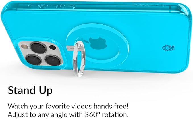 VELVET CAVIAR Compatible with MagSafe Phone Grip - Magnetic Ring Holder with Adjustable Stand - Removable MagSafe Accessories for iPhone 16, 15, 14, 13, 12 (Neon Blue)