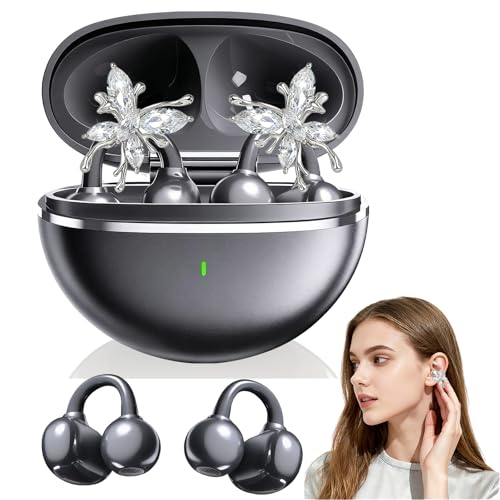 Jewelry-Inspired Clip-On Earbuds with Detachable Sparkle Butterfly Earrings