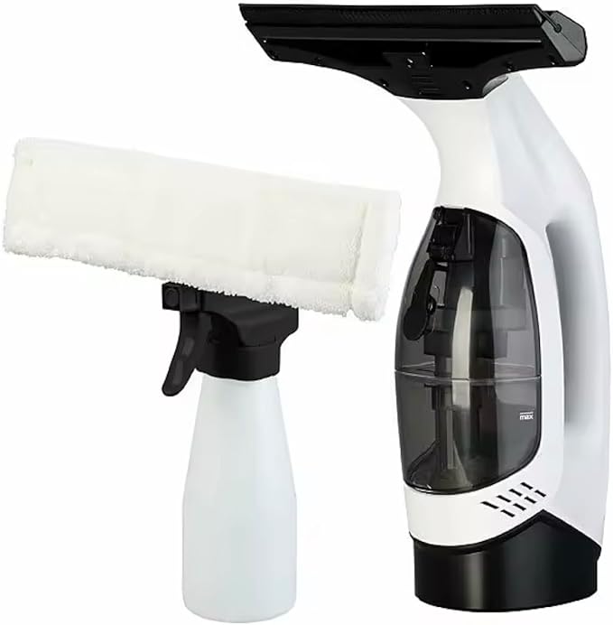 Cordless Electric Window Vacuum Cleaner – Rechargeable Vacuum – Lightweight Plastic Glass Cleaner for Windows, Mirrors, Tiles, Shower & Car