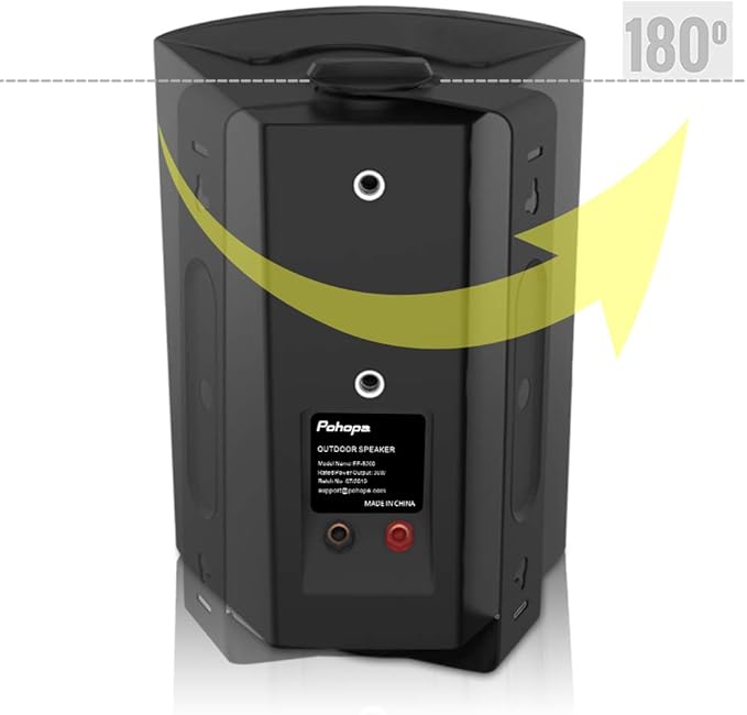 pohopa 5.25 Inch Outdoor Speakers with Bluetooth Stereo Amplifier Receiver | All-Weather Durability | Broad Sound Coverage | Speed-Lock Mounting System (Black)