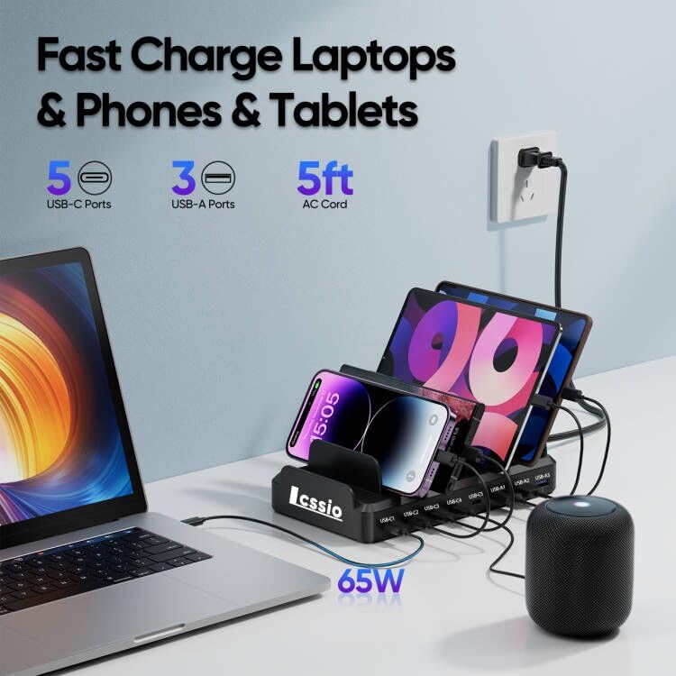 300W 8-Port USB-C Charging Station for Multiple Devices - Image 3