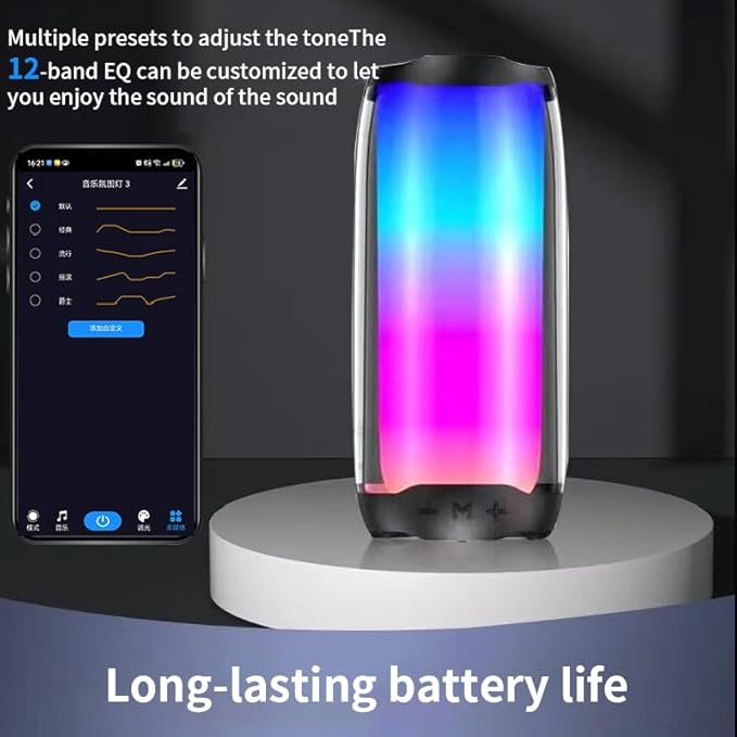 Portable Bluetooth Speaker, Clear Sound, RGB Lights Sync to Music TF-Card Wireless BT 5.3 Dual Stereo Pairing Wireless Speaker for Outdoor, Home, Party, Beach, Shower