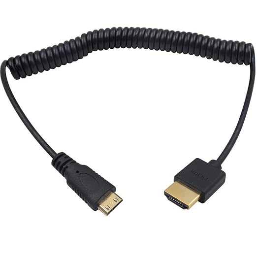 Duttek Ultra Thin 4K Mini HDMI to HDMI Cable, 6 FT/1.8, HDMI to Mini HDMI 2.0 Coiled Cable Support 4K Ultra HD, 1080p, 3D,for Projector, Monitor, Camcorder