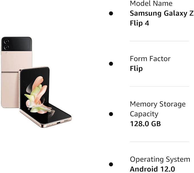 Samsung Galaxy Z Flip 4 5G, US Version, 128GB, Pink Gold - Unlocked (Renewed)
