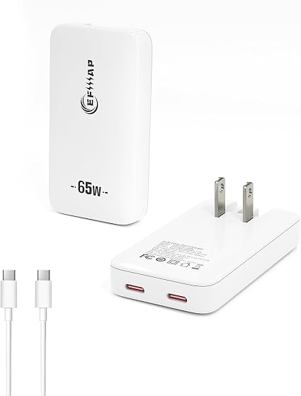 65W Slim USB C Wall Charger, Compact USBC Charger Block with Dual Port