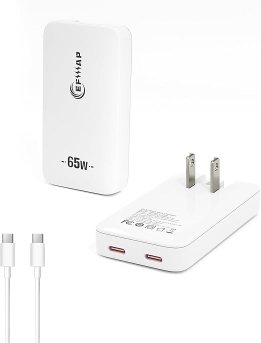 65W Slim USB C Wall Charger, Compact USBC Charger Block with Dual Port